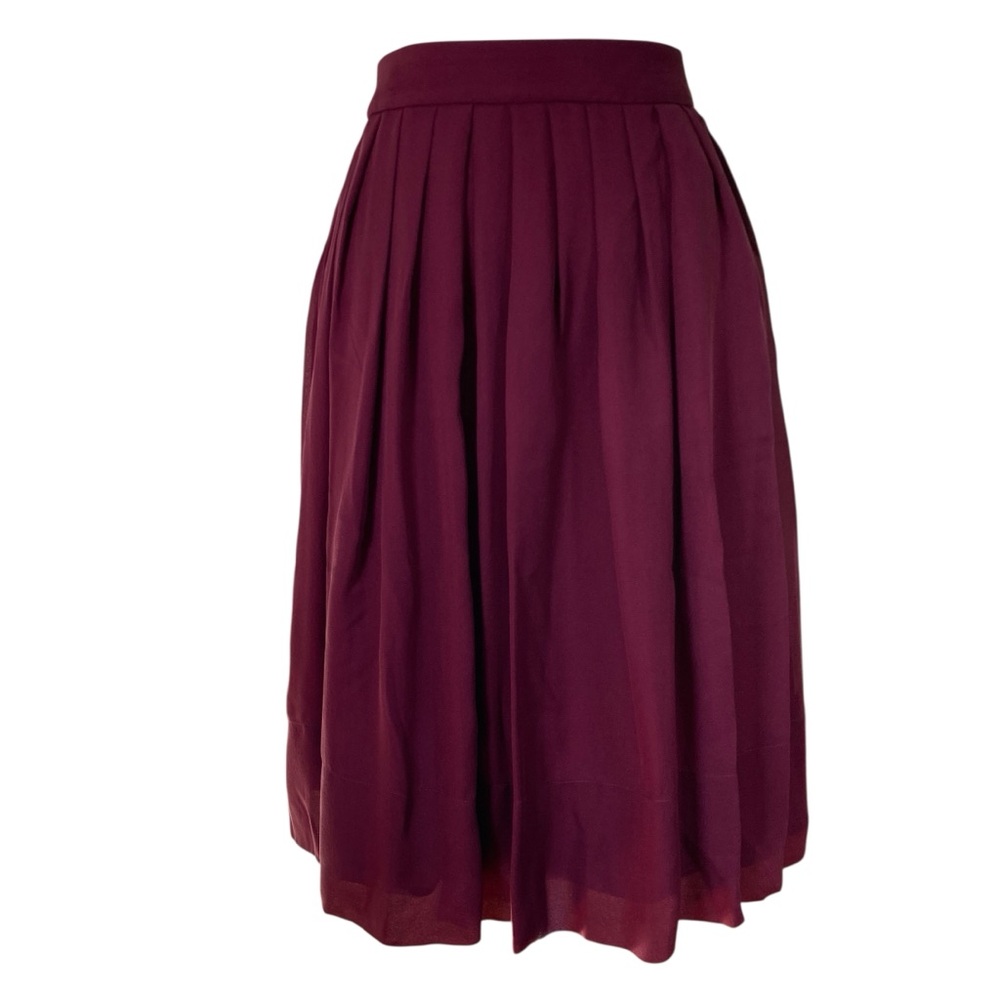 Talbots 100% Silk‎ Pleated Burgundy/Wine Midi Skirt Lined (Size 20 Petite)